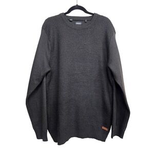 Buffalo David Bitton Waffle Knit‎ Crewneck Sweater XL Charcoal Cozy Normcore